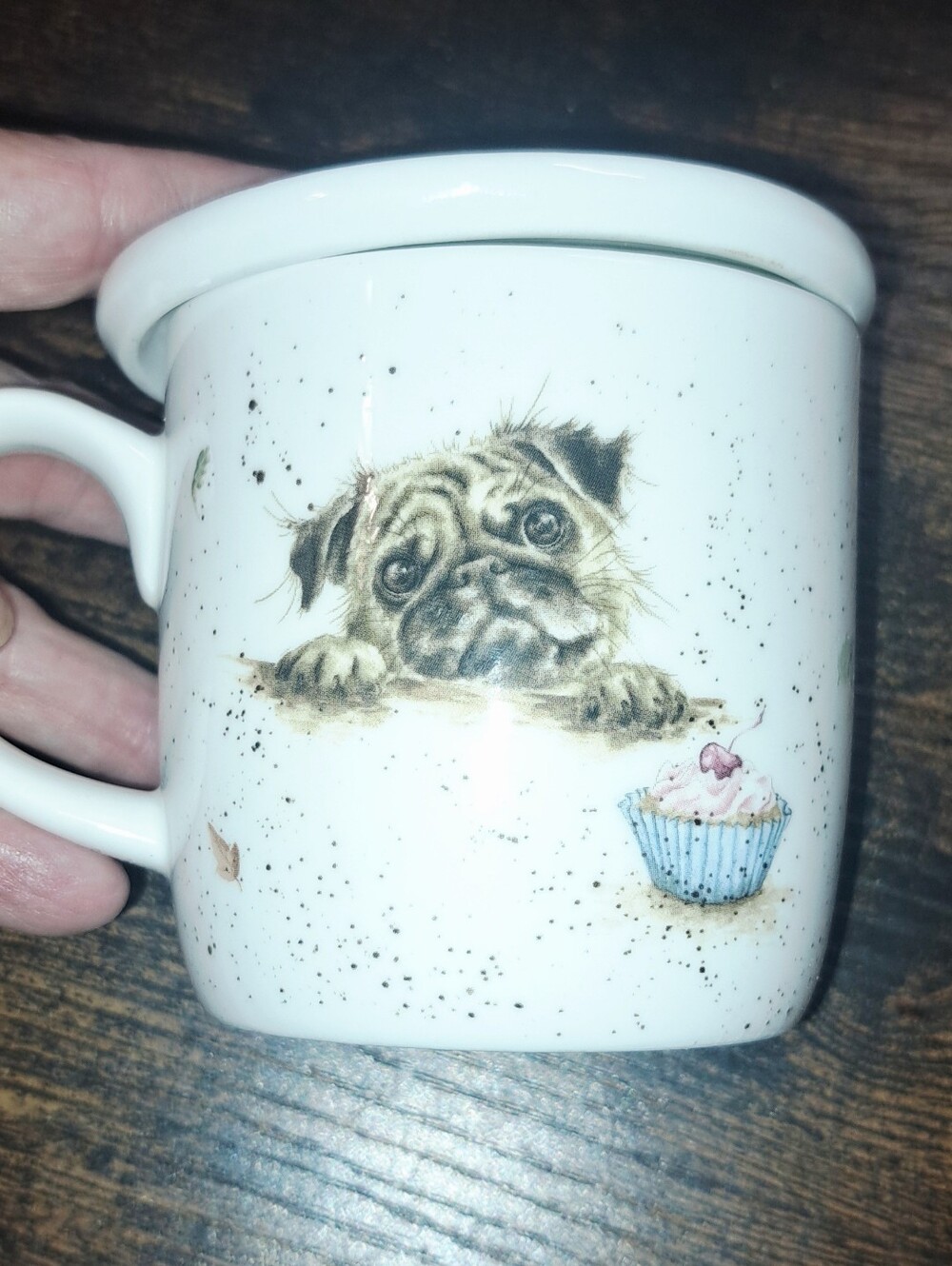 Pug Love Mug Cup Hannah Dale Lid Saucer Royal Worcester Wrendale Porcelain Dsgn
